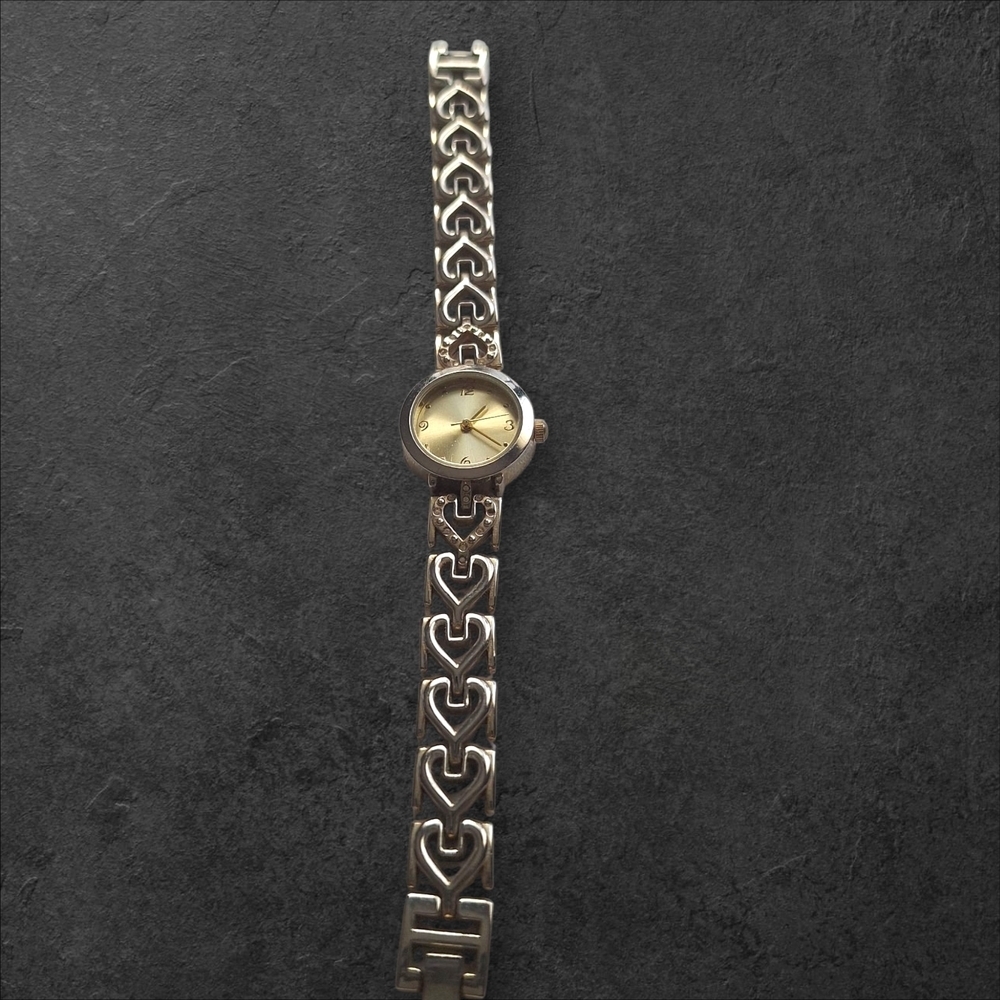 Vintage Allude Gold Watch w/ Heart Link Bracelet Requires Battery Slightly Worn
